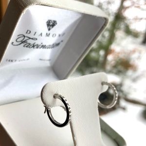 Diamond Fascination 14k White Gold Hoop Earrings